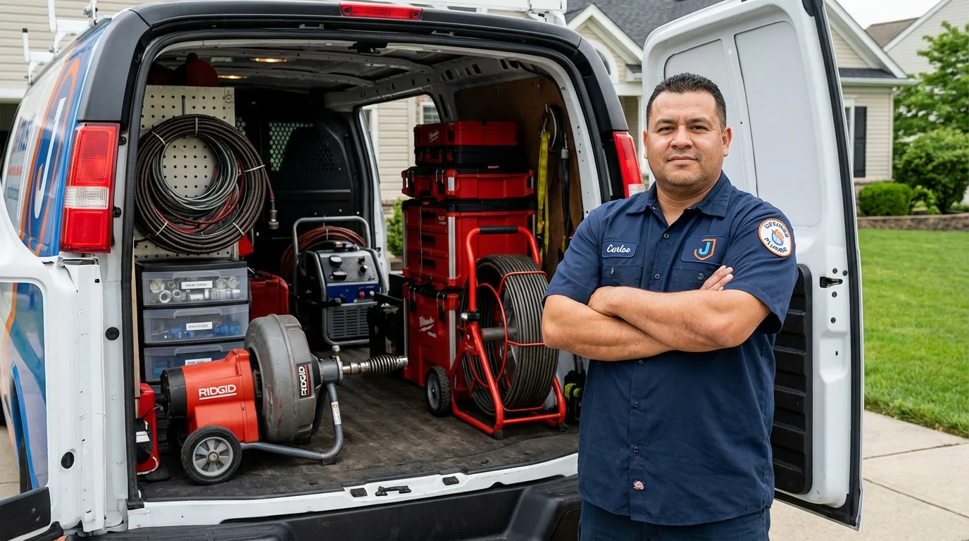Professional drain cleaning equipment and Johns Plumbing LLC plumber in Belleview