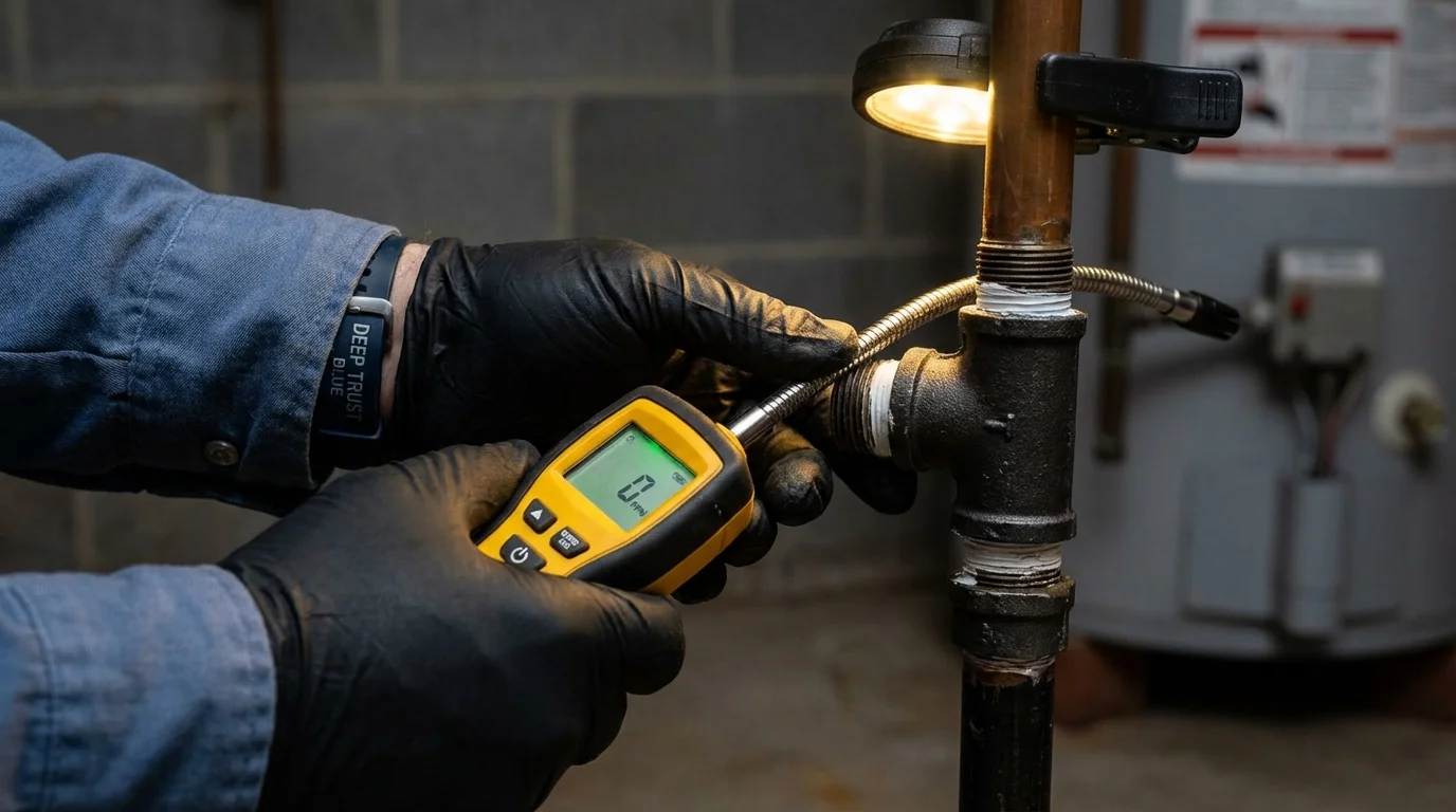 Gas leak detection with electronic sniffer by Johns Plumbing LLC in Belleview